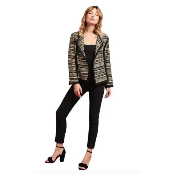 Moon River Jacket Womens XS Gold Black Braelyn Metallic Fringe Tweed Boho Indie - Picture 4 of 11